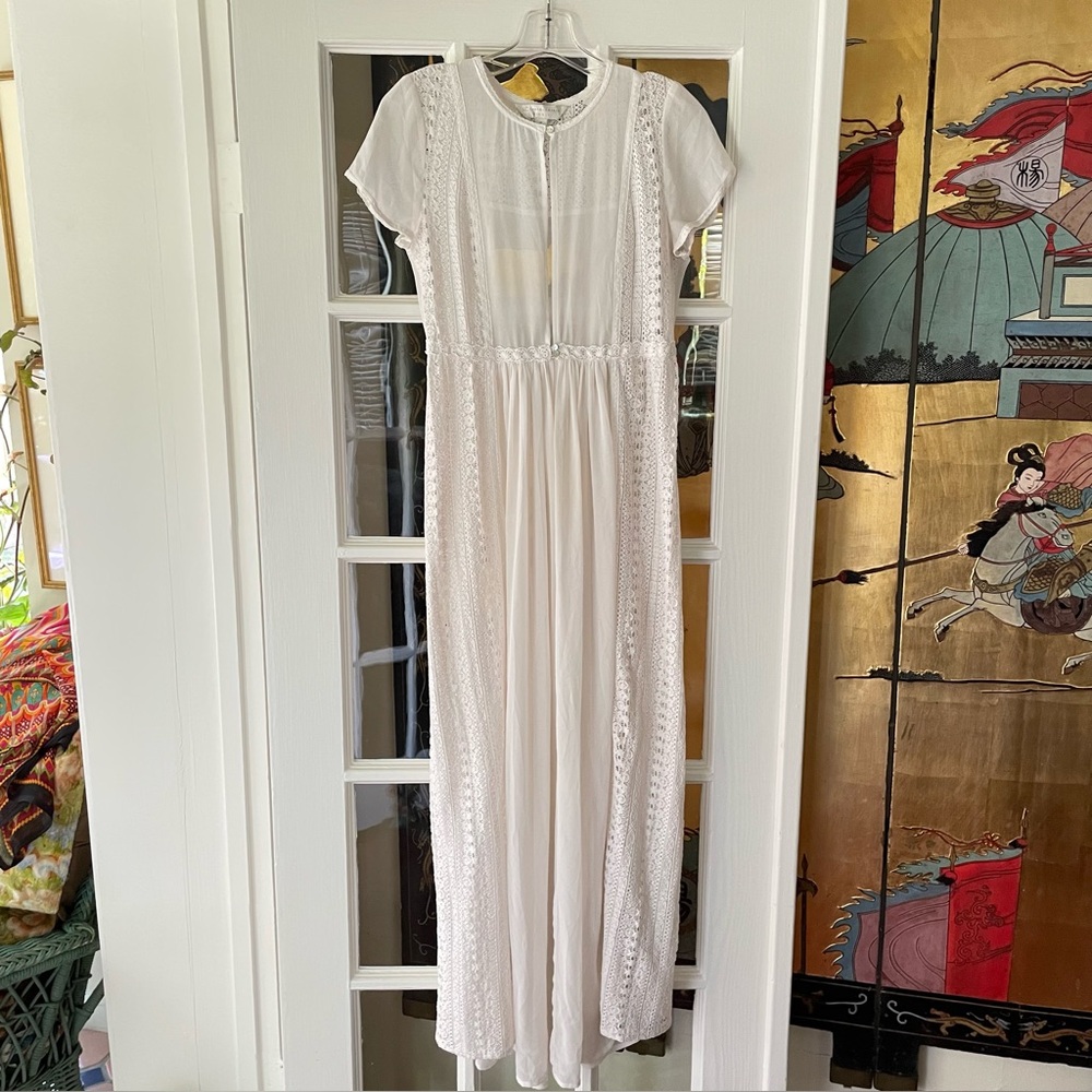 Lauren Conrad Runway Womens Sheer Lace Maxi Robe SZ 8 Bridal Lingerie Duster